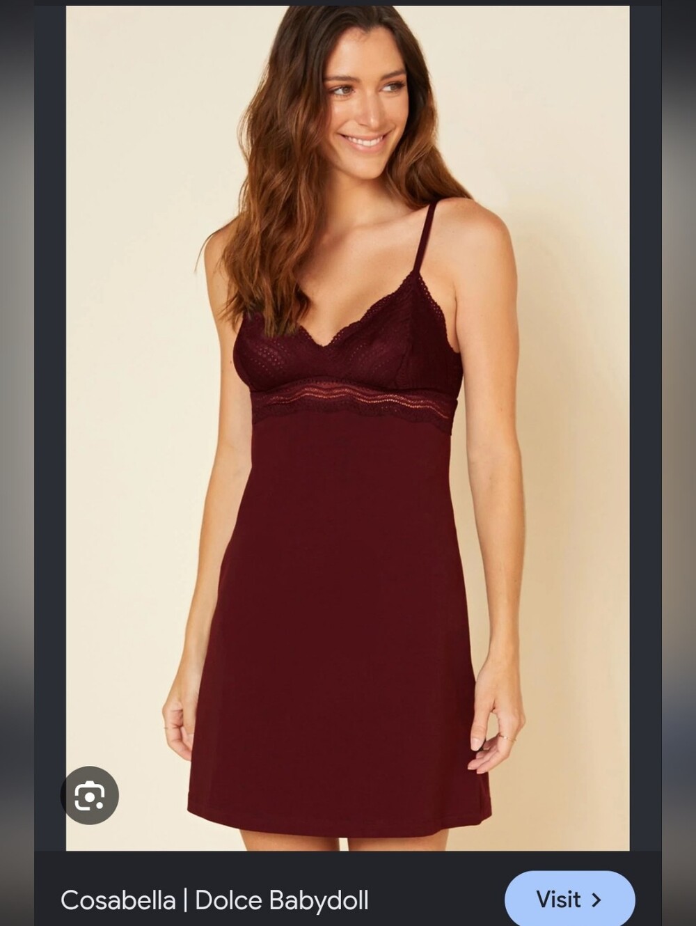 Cosabella Dolce Lace-Trim Chemise with Adjustable Spaghetti Straps